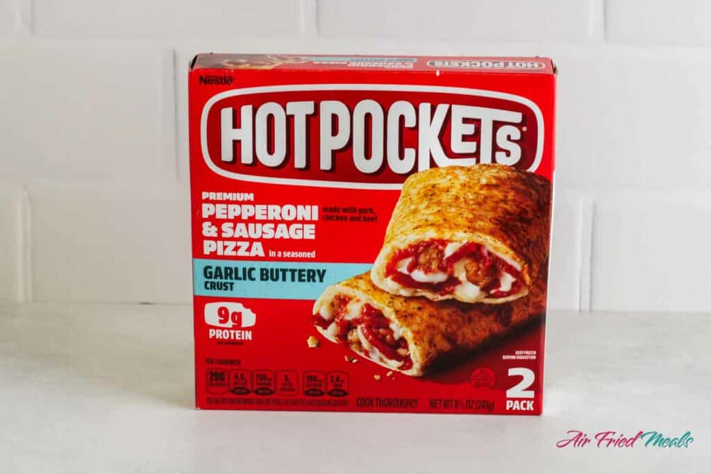 Box of pepperoni hot pockets.